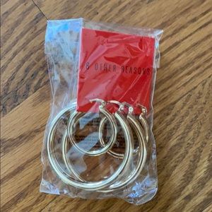 8 Other Reasons 2 Pair Gold Color Hoop Earrings